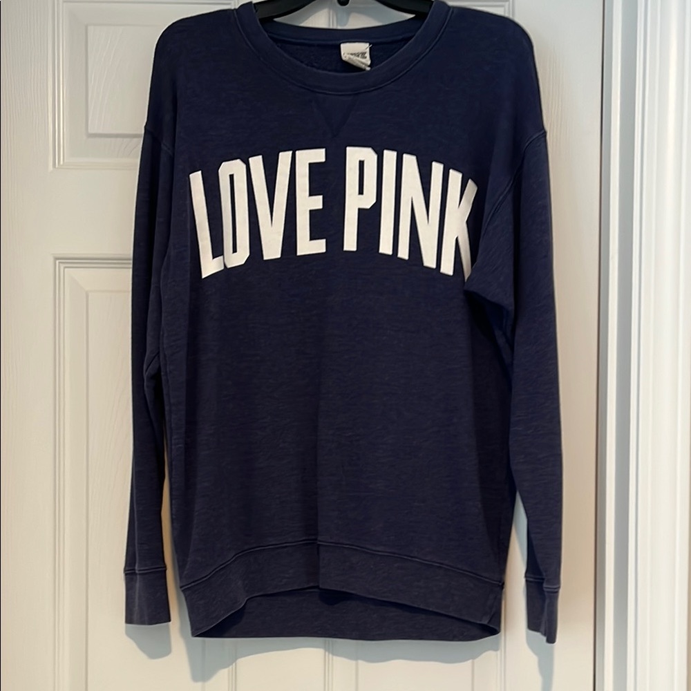 PINK Victoria's Secret Blue Crewneck Sweater Love Pink